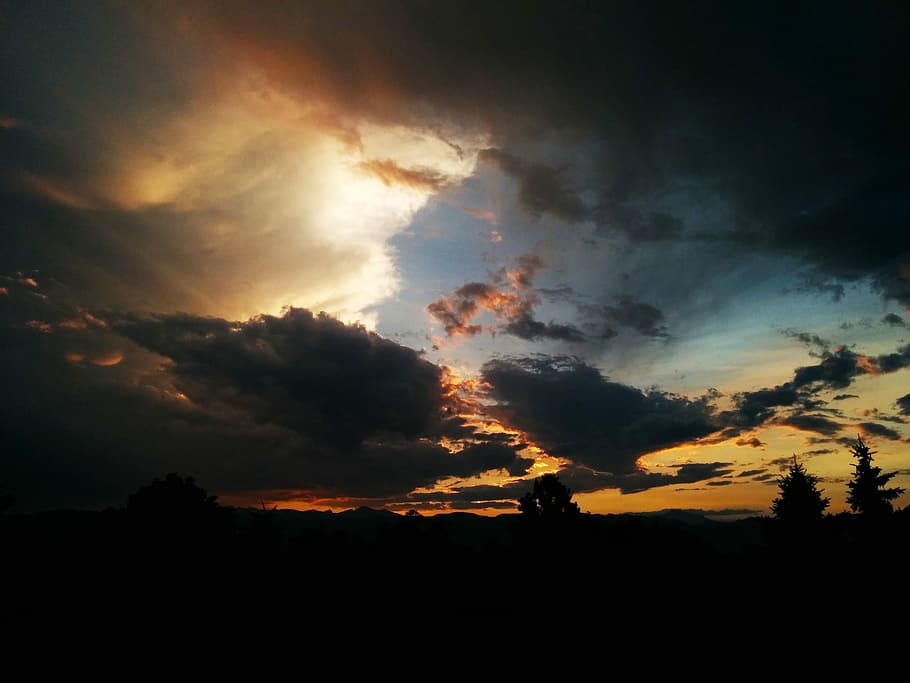 Sky, Clouds, Sunset, Colorado, Boulder, dramatic, backlit, cloudy HD wallpaper