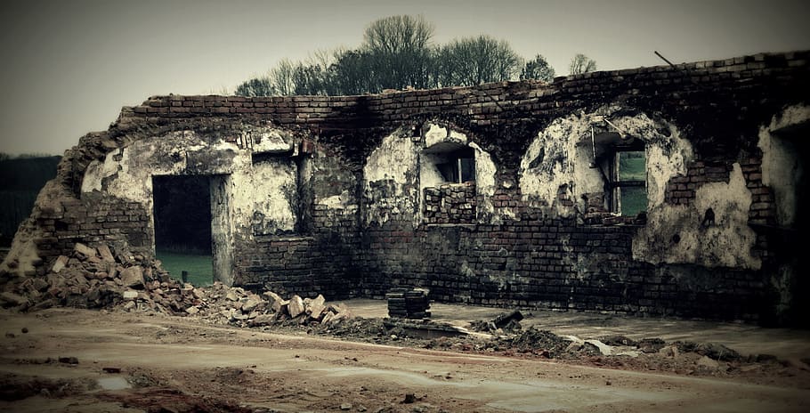 demolition, wall, vault, masonry, stones, stone wall, ruin HD wallpaper