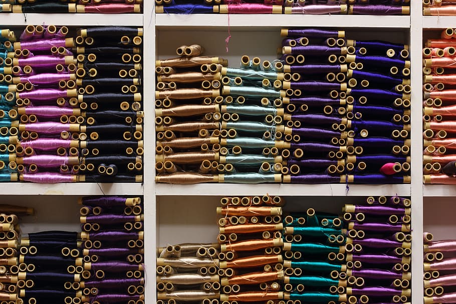 thread, fabric, sewing, clothes, spool, bamboo, textile, material HD wallpaper
