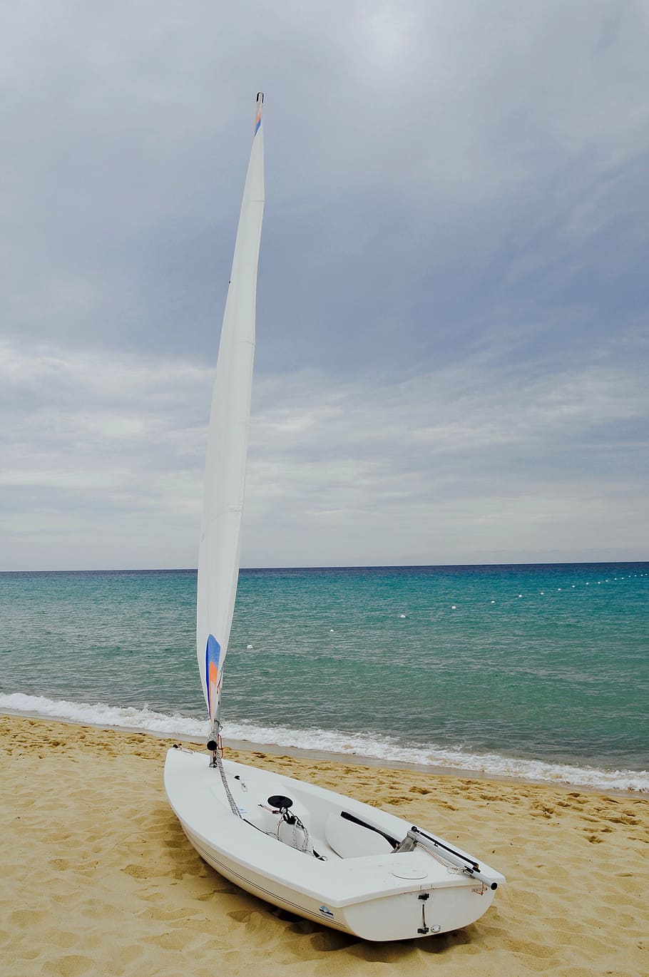 sail, boot, sea, beach, sand, water, sailing boat, sailing vessel HD wallpaper