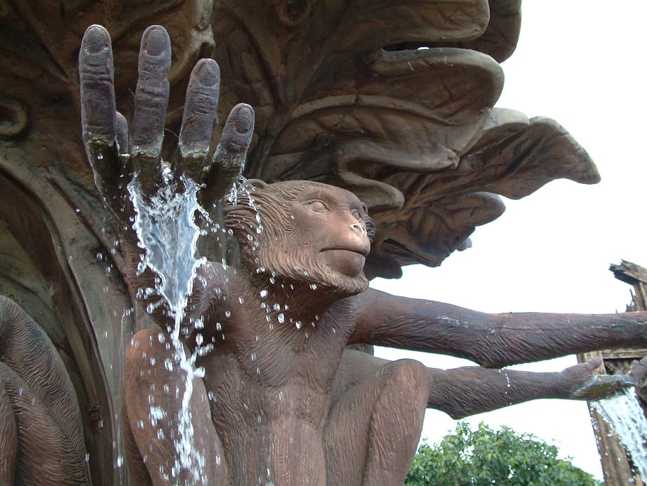 monkey, statue, stone carving, sculpture, representation, art and craft HD wallpaper