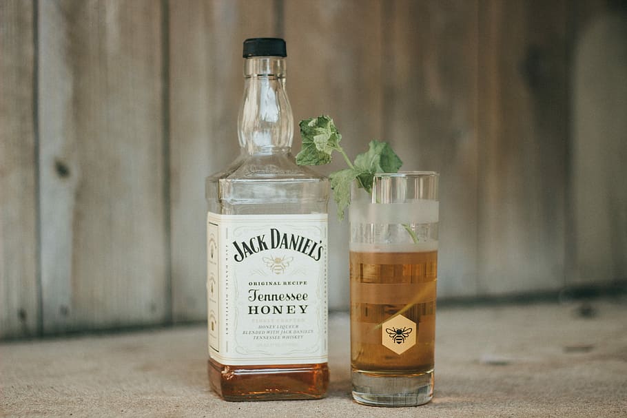 Jack Daniels tennesse whisky bottle near glass, untitled, whiskey, HD wallpaper