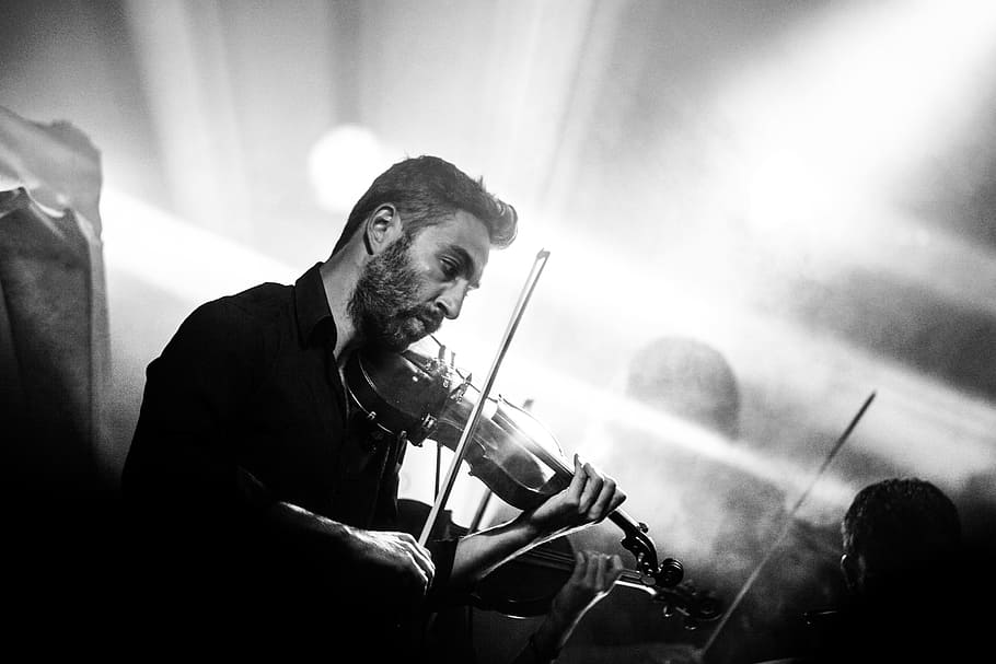 man playing violin poster, violinist, concert, music, player, HD wallpaper