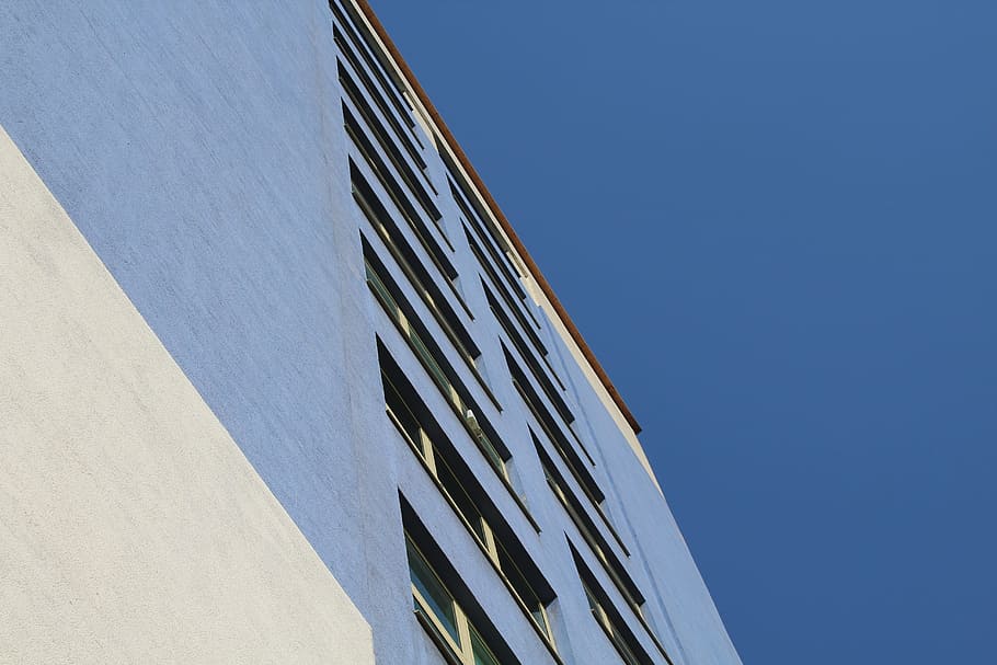 office, business, auschwitz, building exterior, blue, sky, architecture, HD wallpaper