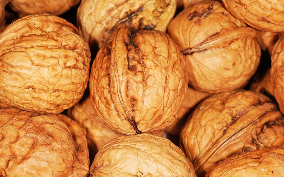 bunch of round brown nuts, walnut, walnuts, healthy, natural HD wallpaper