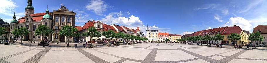 pszczyna, city, the market, people, poland, monuments, old town