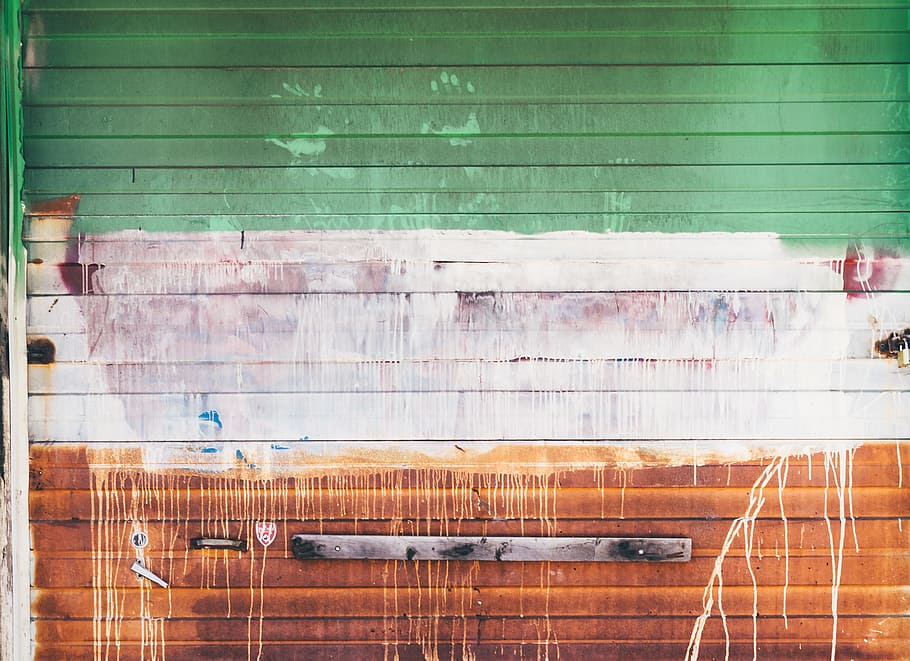 wooden wall with brown and green paint, green, white, and brown painted wall HD wallpaper