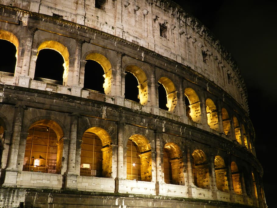 Coliseum, Rome at night time, colosseum, lights, monument, history HD wallpaper