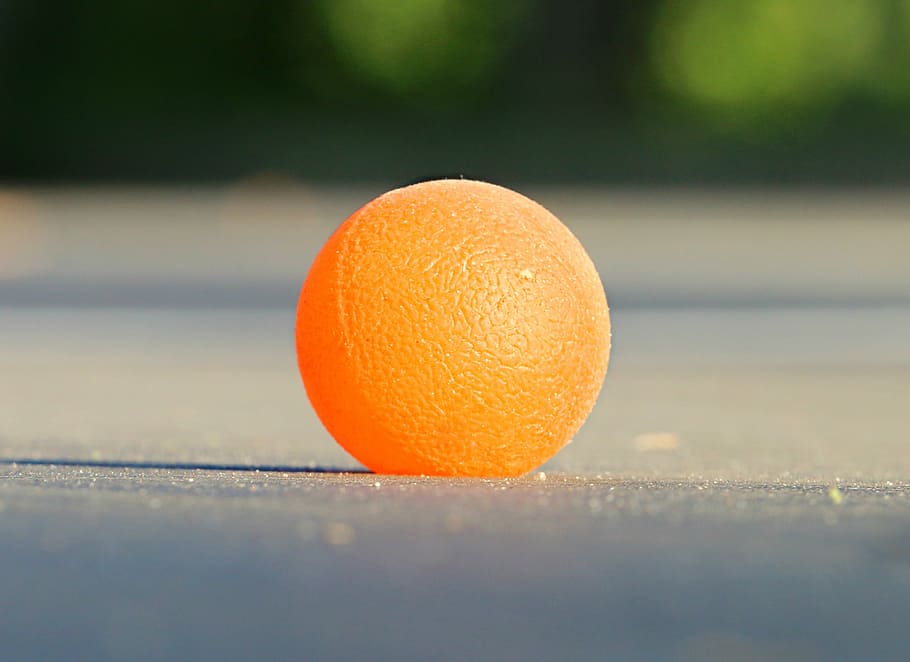 orange ball on gray board, smile, rubber, sports, street, sunny HD wallpaper