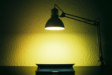bright, computer, dark, illuminated, lamp, laptop, light, electric Lamp HD wallpaper