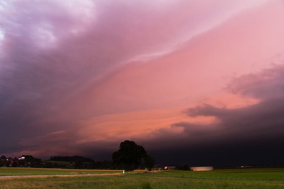 shelf cloud, evening light, storm hunting, squall line, electrical storm HD wallpaper
