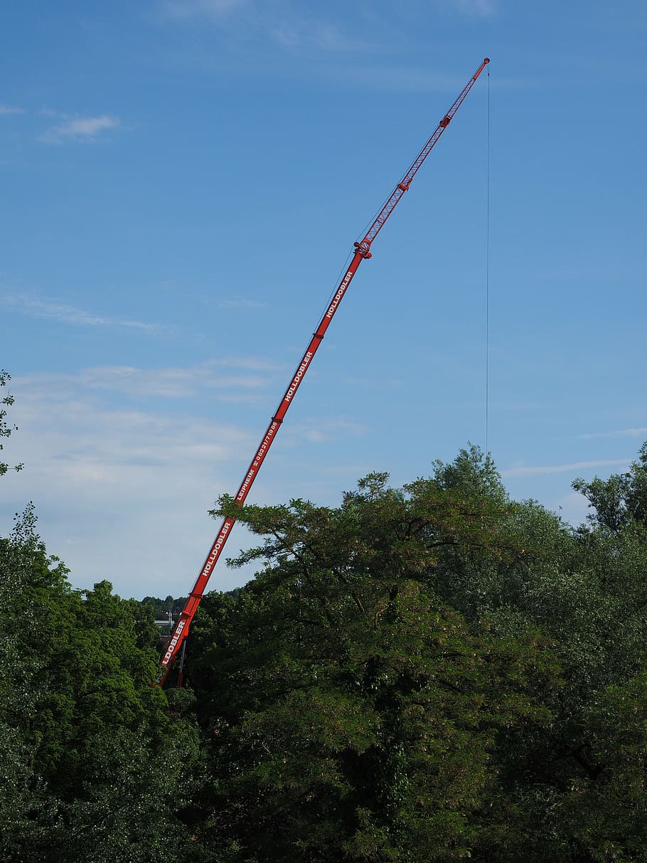 crane, baukran, load crane, boom, large, high, long, load lifter, HD wallpaper