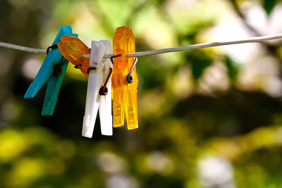 wire, clip, bokeh, green, photography, blue, white, orange HD wallpaper