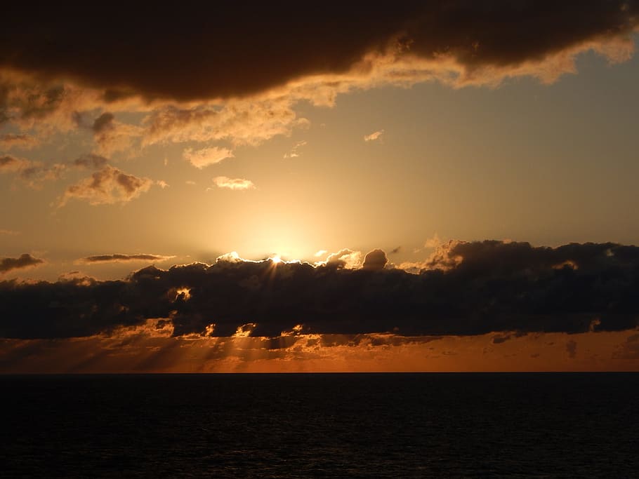 sunset, sky, ocean, horizon, landscape, water, cloud - sky HD wallpaper