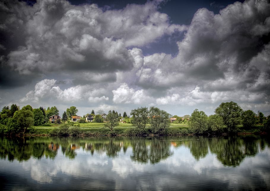 hdr, landscape, river, nature, sky, water, natural, cloud, cloud - Sky HD wallpaper