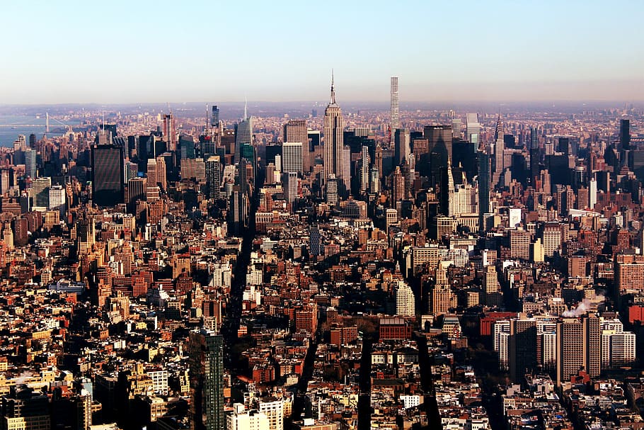 Empire State Building, New York, aerial photography of New York City, HD wallpaper