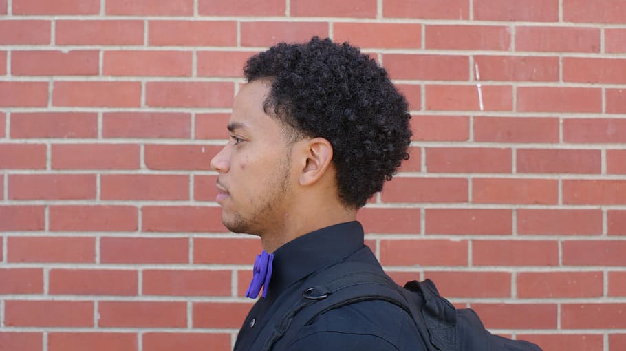 Profile, Student, side profile, black male, brick wall, headshot HD wallpaper
