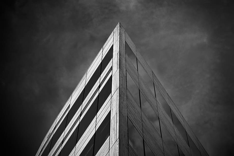 grayscale photography of concrete structure, architecture, modern architecture, HD wallpaper