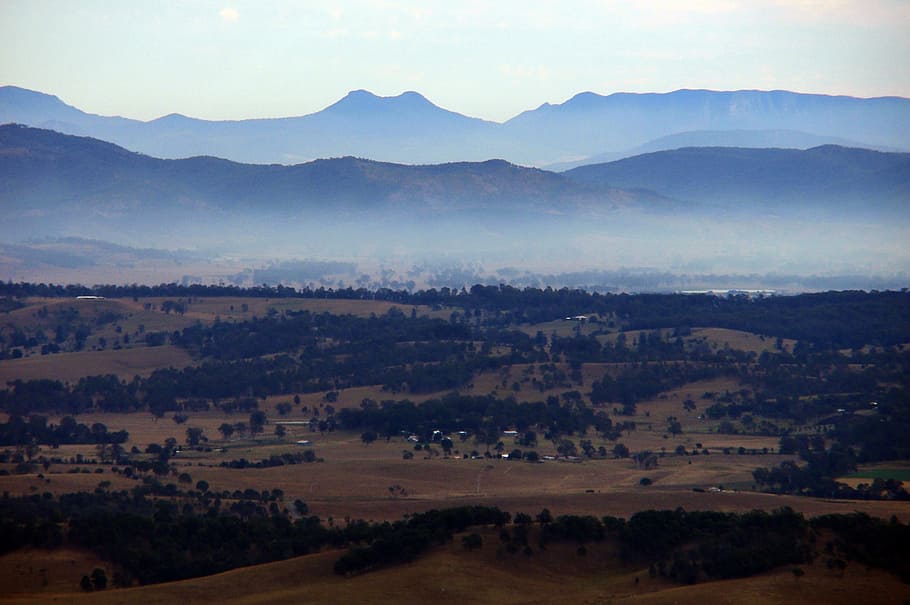 landscape, mountains, hills, ranges, mist, fog, rural, views HD wallpaper