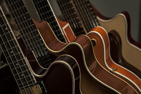 several guitars inside room, music, strings, play, spanish guitar HD wallpaper