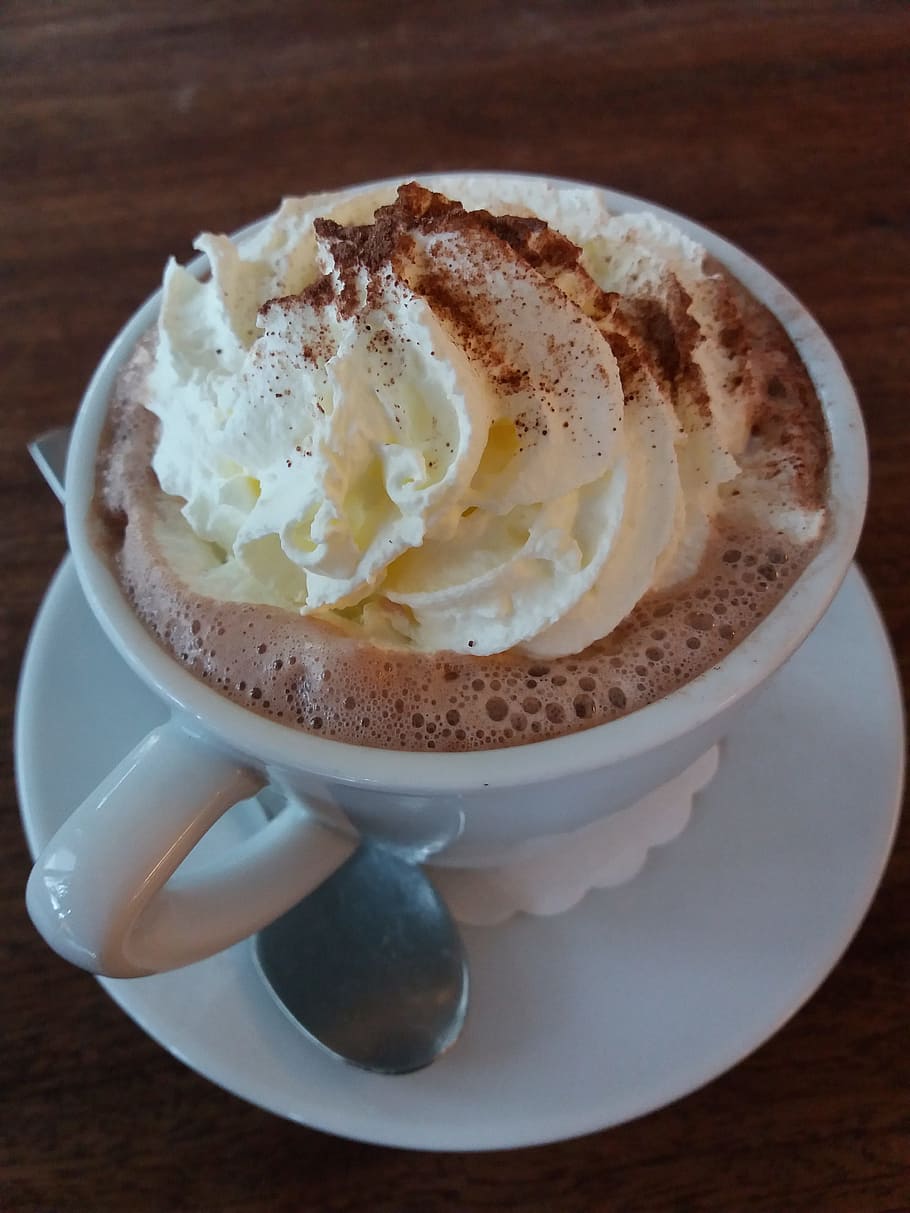 coffee, cream, dessert, cup, chocolate, food and drink, coffee - drink HD wallpaper