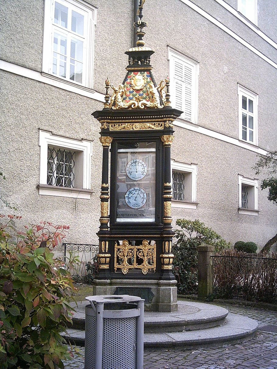 salzburg, golden, thermometer column, architecture, built structure, HD wallpaper