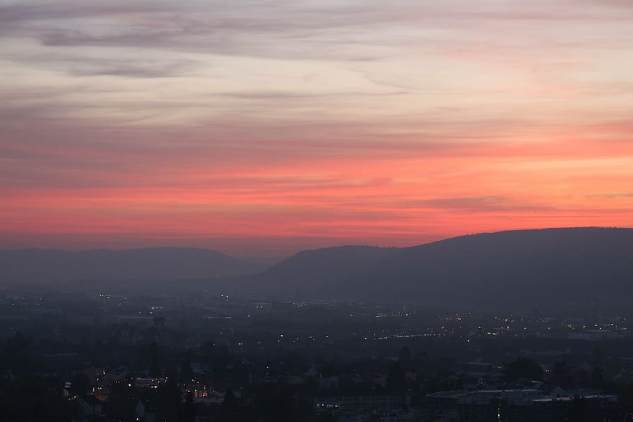 afterglow, sky, sunset, building exterior, city, architecture HD wallpaper