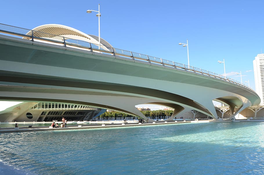architectural photography of steel bridge, valencia, spain HD wallpaper