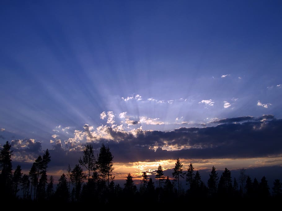 Sunset, Sunbeam, Evening, Landscape, evening landscape, sky HD wallpaper