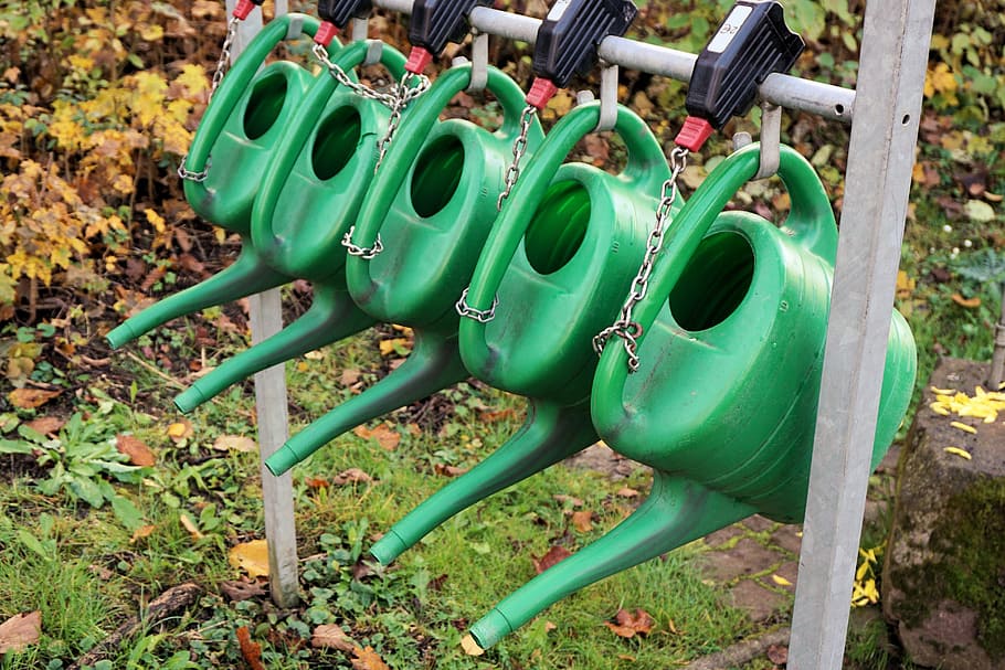 watering cans, casting, irrigation, plastic, vessel, stand HD wallpaper