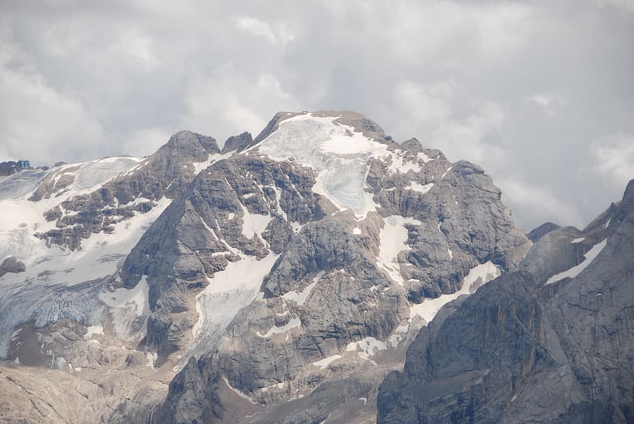 glacier, marmolada, trentino, rock, mountain, italy, dolomites, HD wallpaper