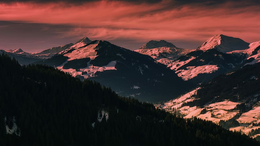 snow covered mountains, landscape photography of mountains, mountain range HD wallpaper