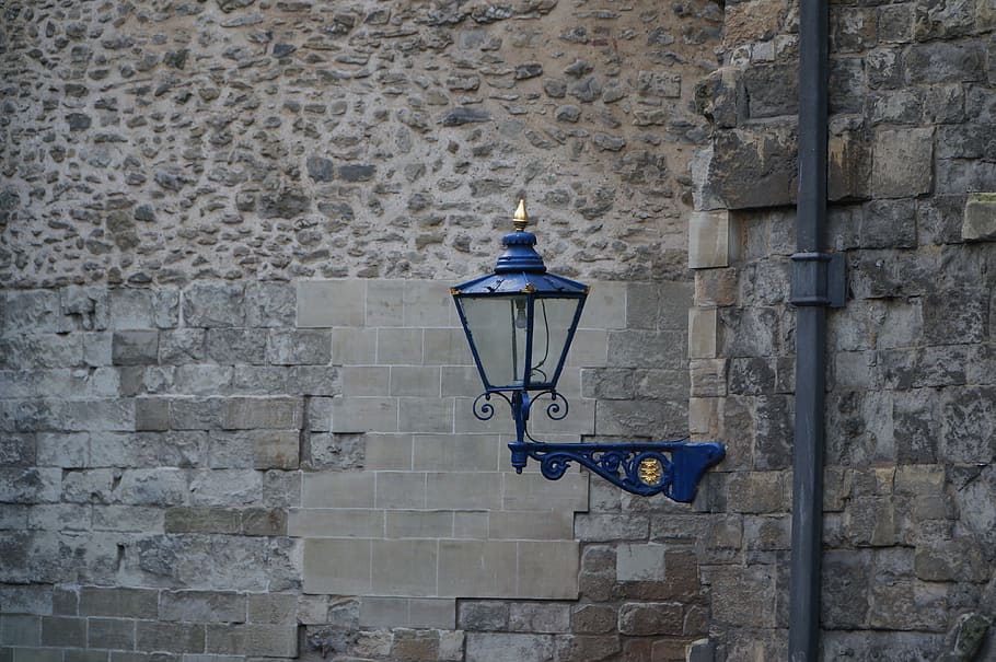 architecture, wall, stone, old, outdoors, lantern, blue, gray HD wallpaper