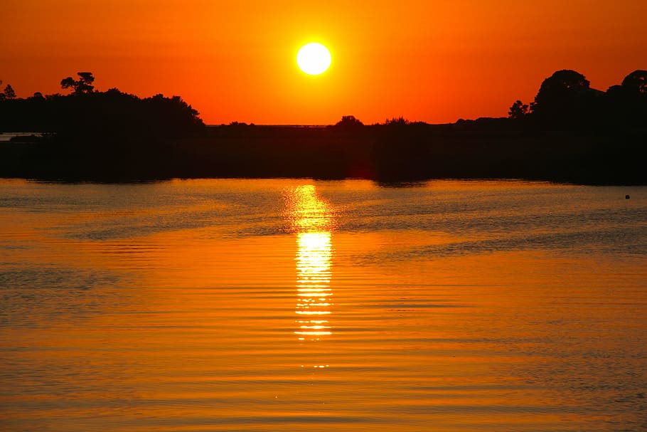 sunset, florida, nature, gulf, orange, sky, south, colorful HD wallpaper