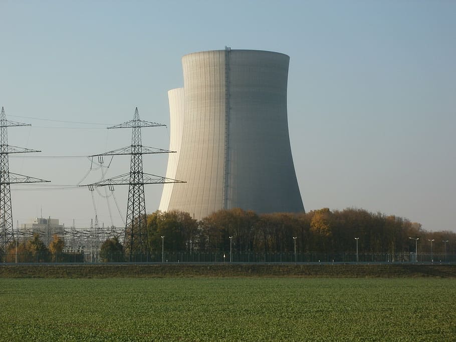 two black electric towers, nuclear power plant, philippsburg, HD wallpaper