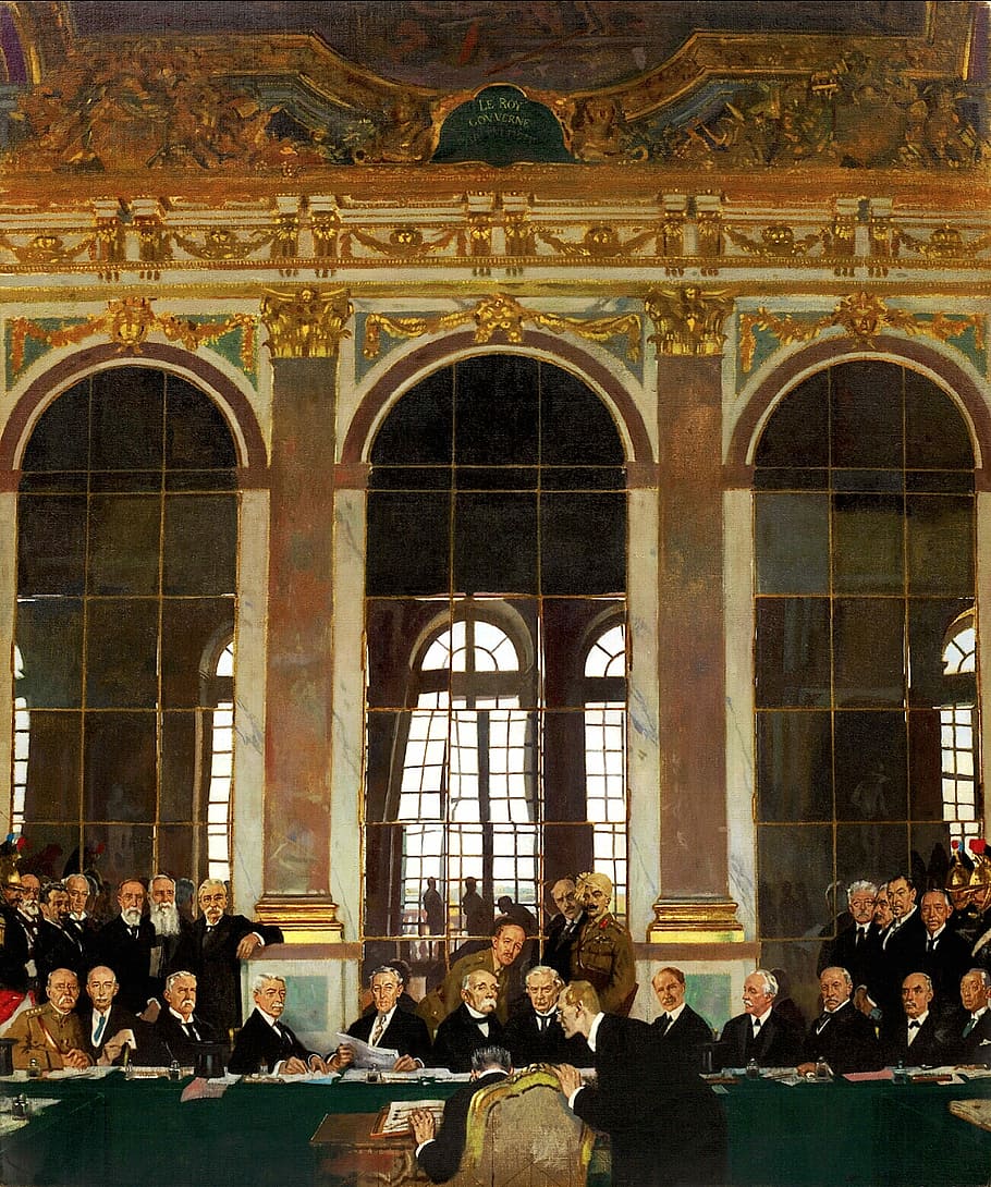 Signing of the Treaty of Versailles in 1919, building, cease fire, HD wallpaper