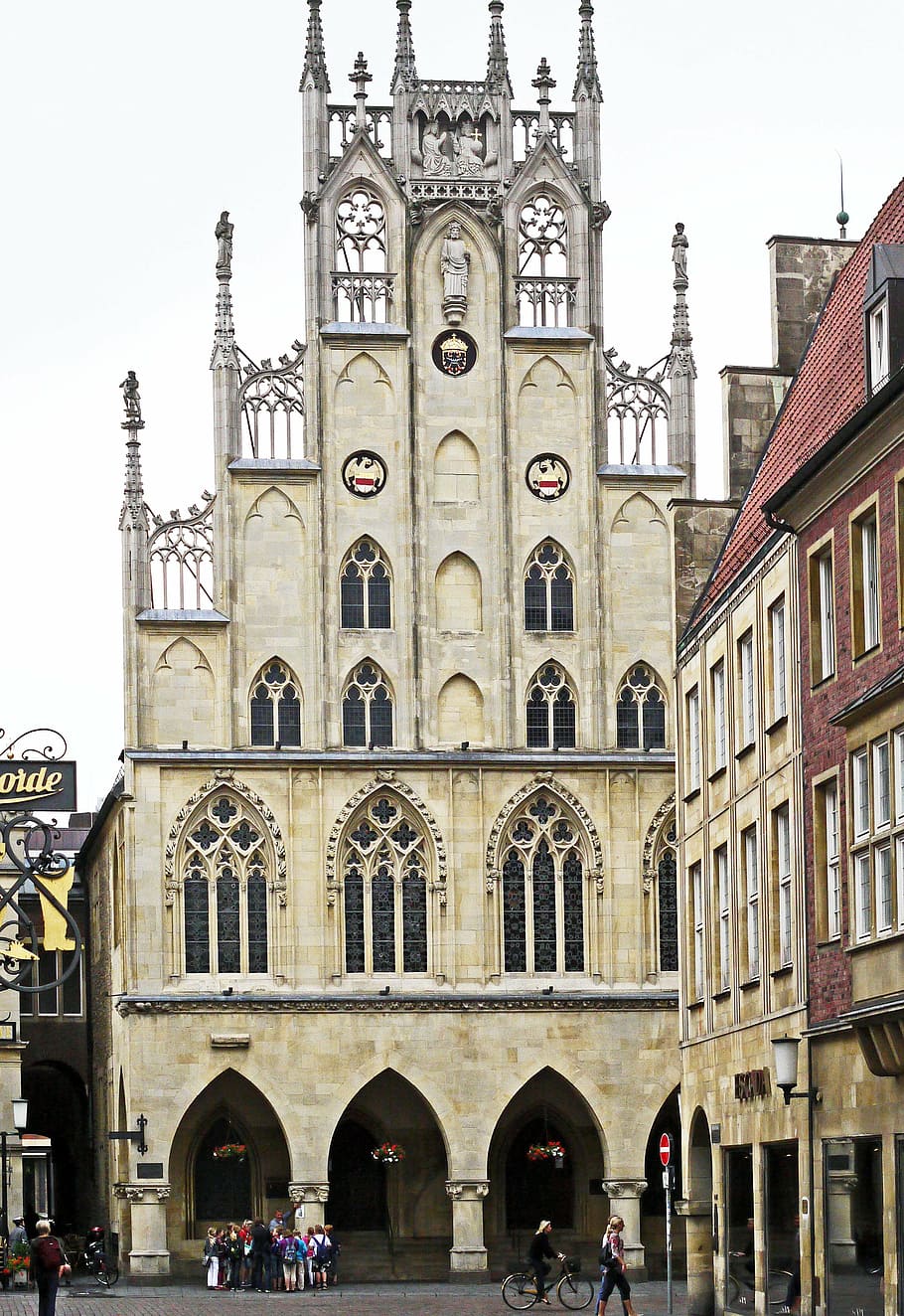 town hall, münster, westfalen, gable, jewelery gable, principal market, HD wallpaper