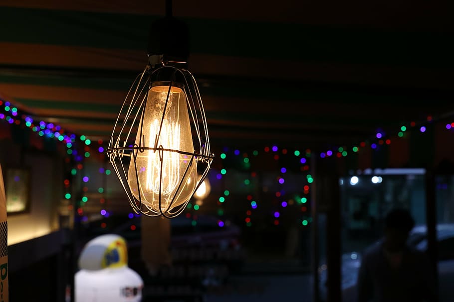 lighting, image, light bulb, indoor, atmosphere, cafe lighting HD wallpaper