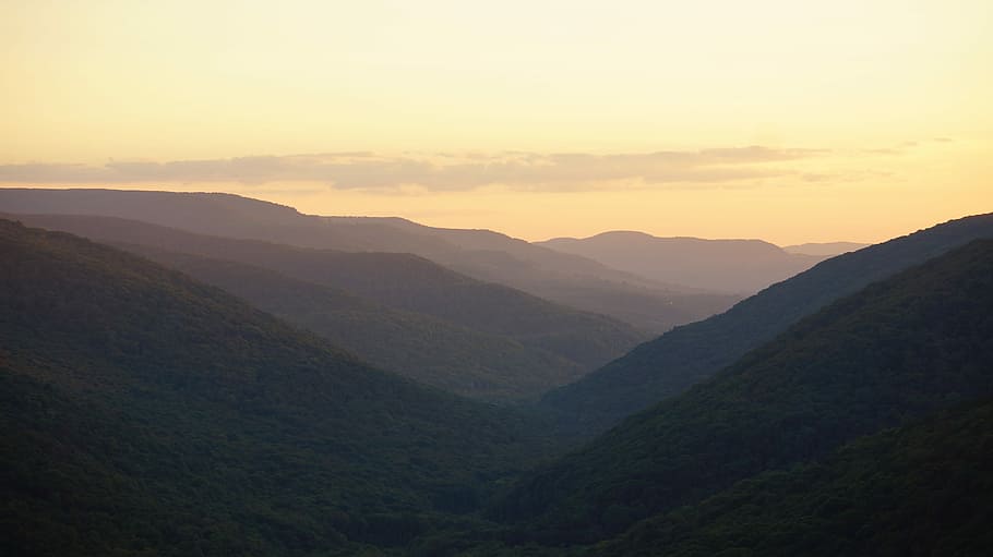photography of mountains during daytime, sunrise, hills, slopes HD wallpaper