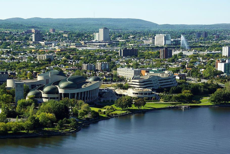 aerial photography if white concrete buildings, canada, ottawa, HD wallpaper