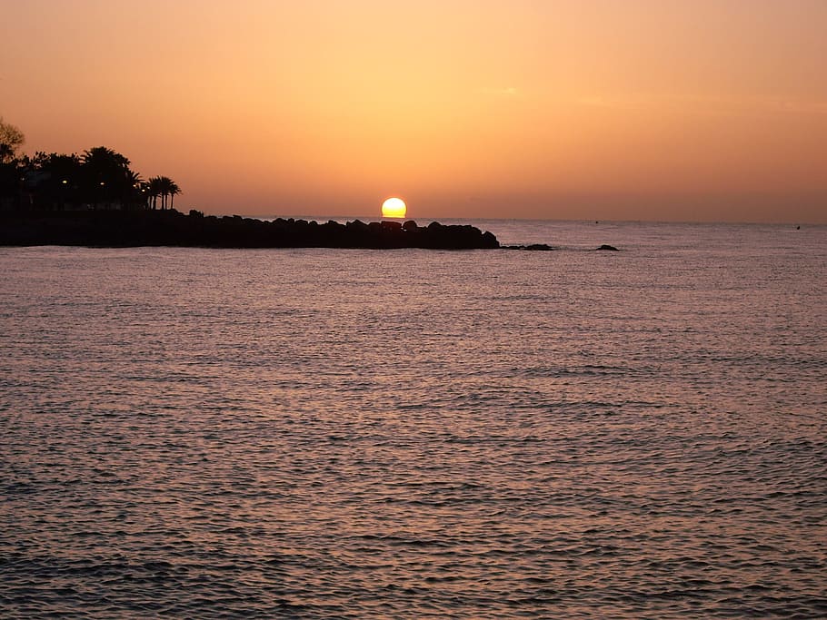 sunset, costa, dawn, landscape, nature, horizon, coastal, night HD wallpaper