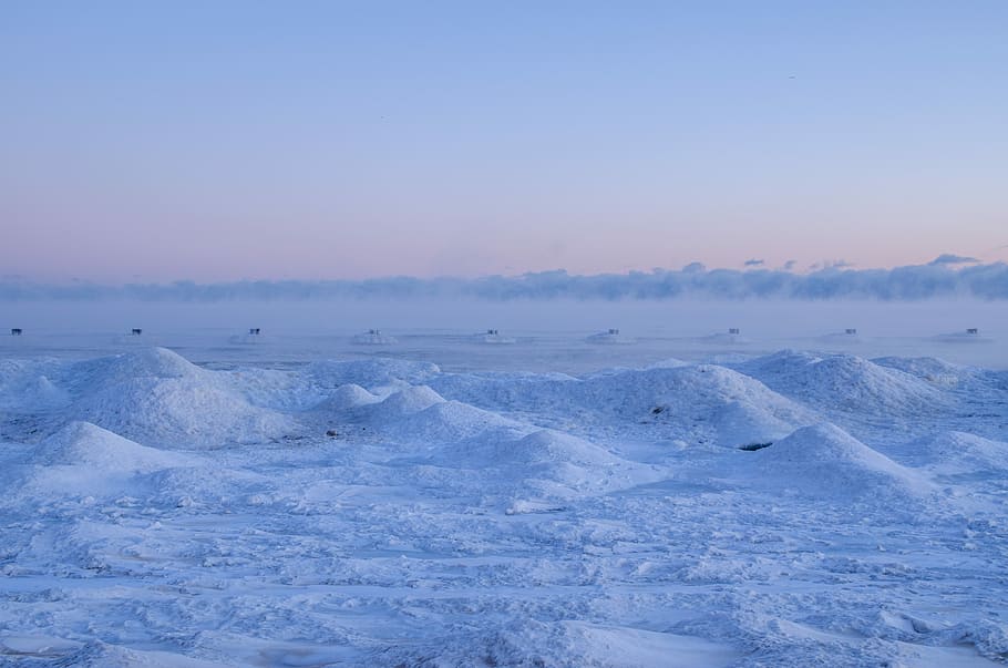 snow-covered field during daytime, snow under blue sky during daytime HD wallpaper