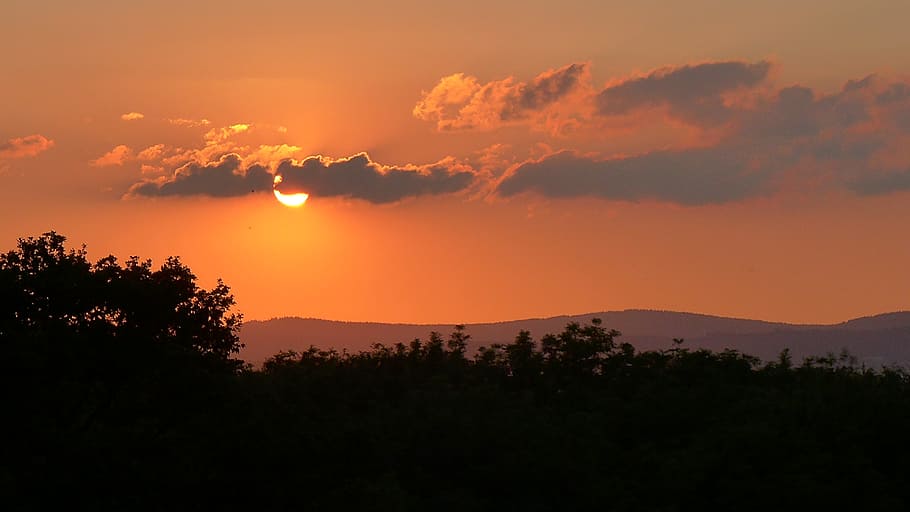 sunset, taunus, evening, cloud, evening sky, twilight, mood HD wallpaper