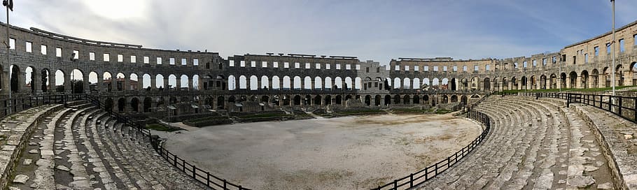 Pula, Amphitheater, City, Panorama, places of interest, roman, HD wallpaper