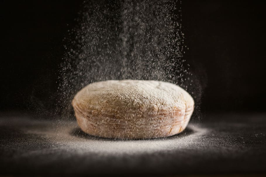 selective photo of baked pastry, bread sprinkle with powder sugar HD wallpaper