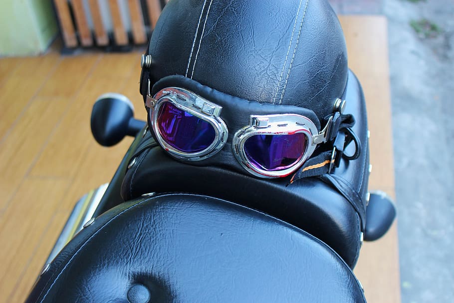 Motorbike, Helmet, Goggles, motorbike helmet, motorcycle, black, HD wallpaper