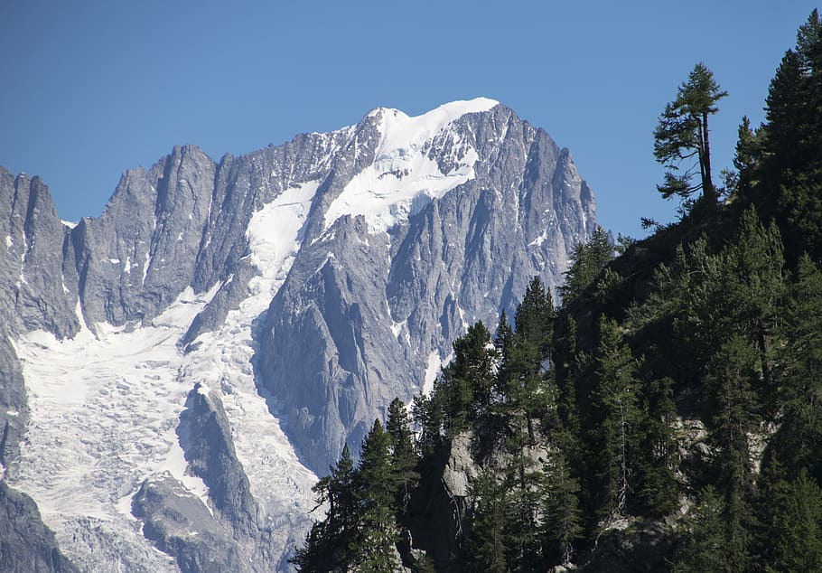 peak, monte bianco, mount, mountains, peaks, alps, glacier, HD wallpaper
