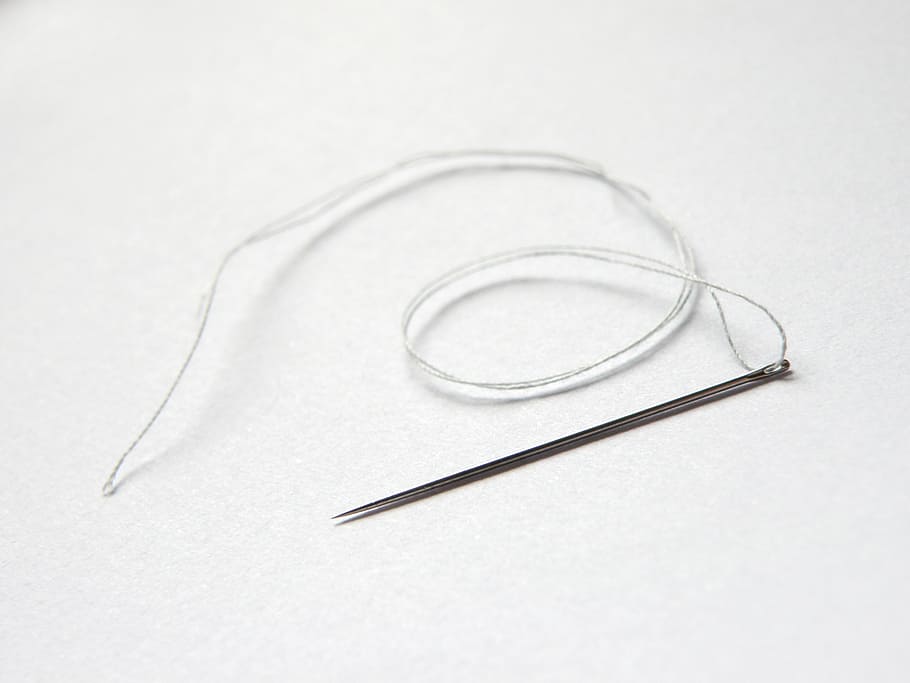 white thread in needle, sewing, indoors, studio shot, no people HD wallpaper