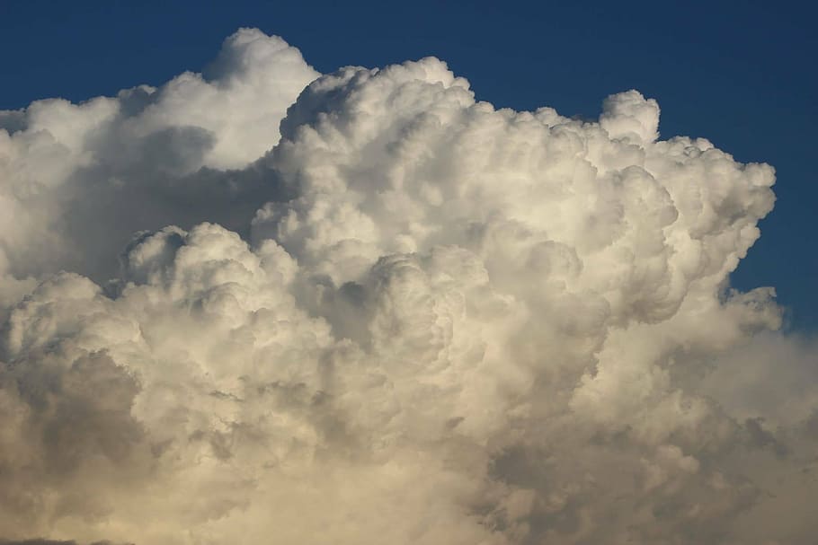 sky, white cloud, cauliflower, cloud - sky, nature, cloudscape HD wallpaper