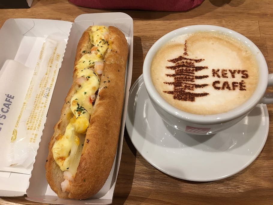 Coffee, Breakfast, Hot Dog, food and drink, coffee cup, indoors HD wallpaper